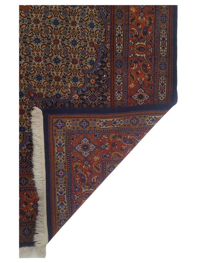Fasa Bijar 43207 Navy Red Traditional Hand Knotted Rug