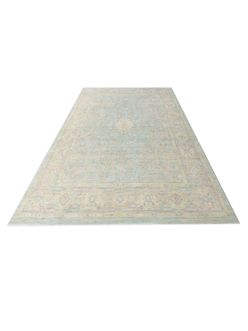 Pacific Ziegler Silk Route 43290 Lt.Blue Ivory Traditional Hand Knotted Rug