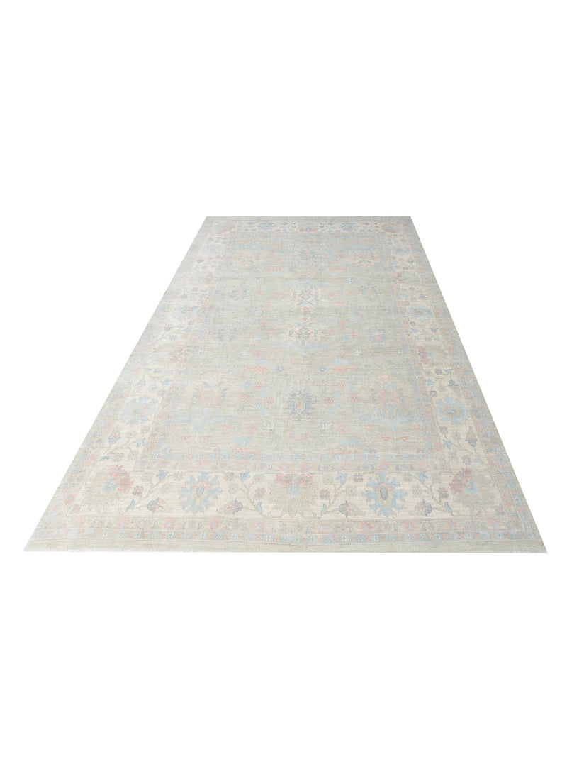 Pacific Ziegler Silk Route 43305 Grey Ivory Traditional Hand Knotted Rug