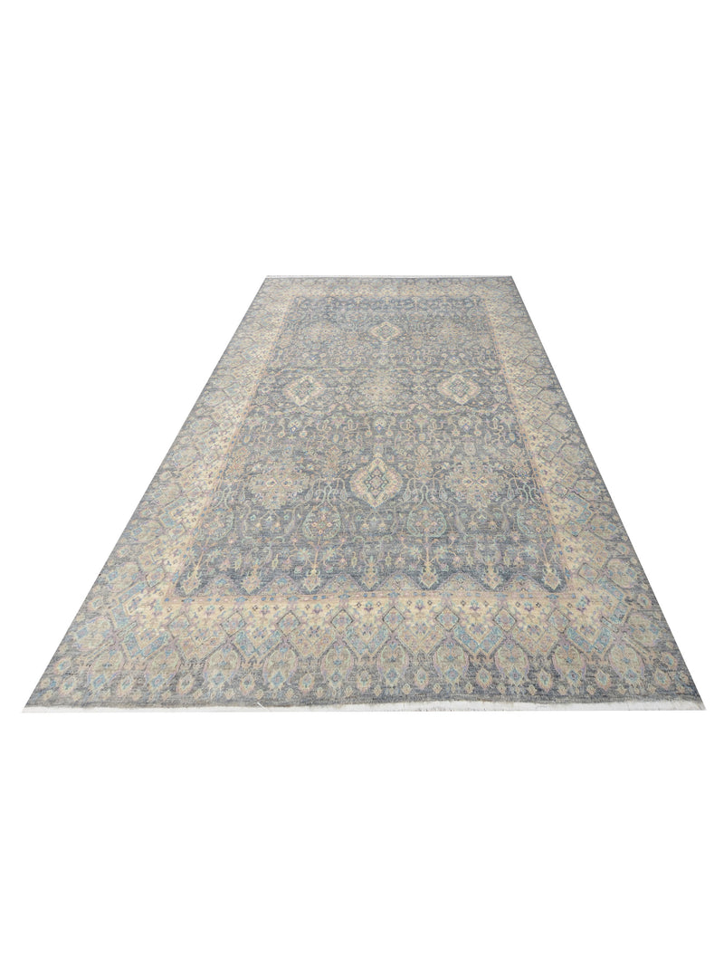 Pacific Ziegler Silk Route 43318 D.Grey Ivory Traditional Hand Knotted Rug
