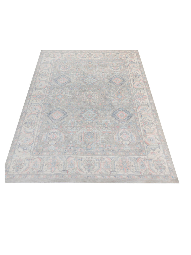 Pacific Ziegler Silk Route 43327 Grey Ivory Transitional Hand Knotted Rug