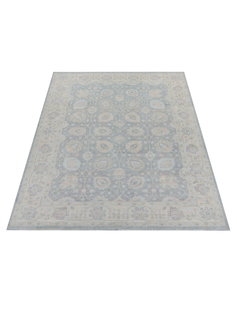 Pacific Ziegler Silk Route 43343 Grey Ivory Transitional Hand Knotted Rug