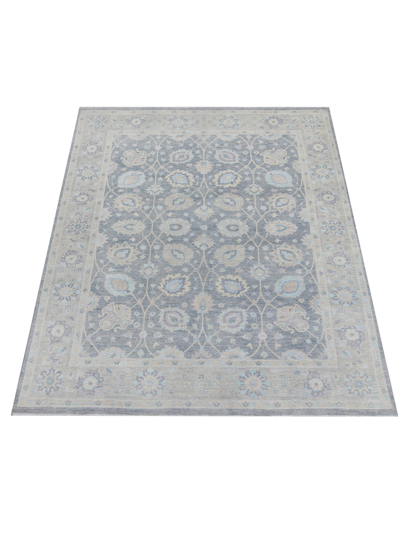 Pacific Ziegler Silk Route 43345 D.Grey Lt.Grey Transitional Hand Knotted Rug