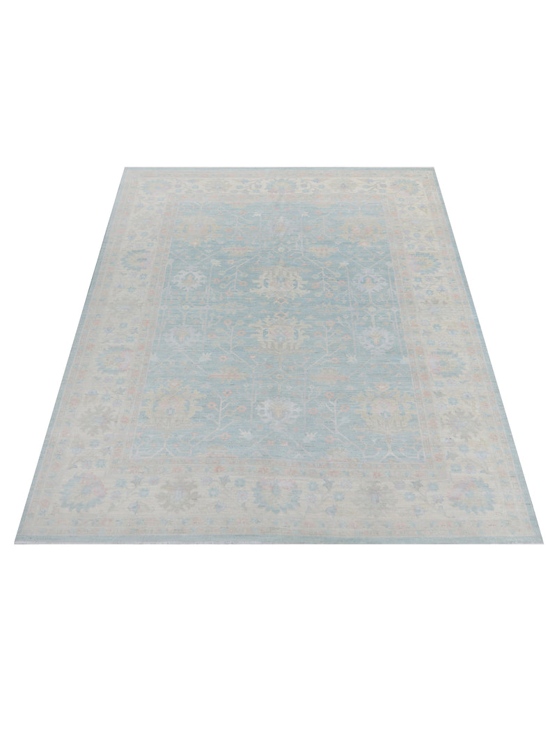 Pacific Ziegler Silk Route 43346 Sky Blue Ivory Transitional Hand Knotted Rug