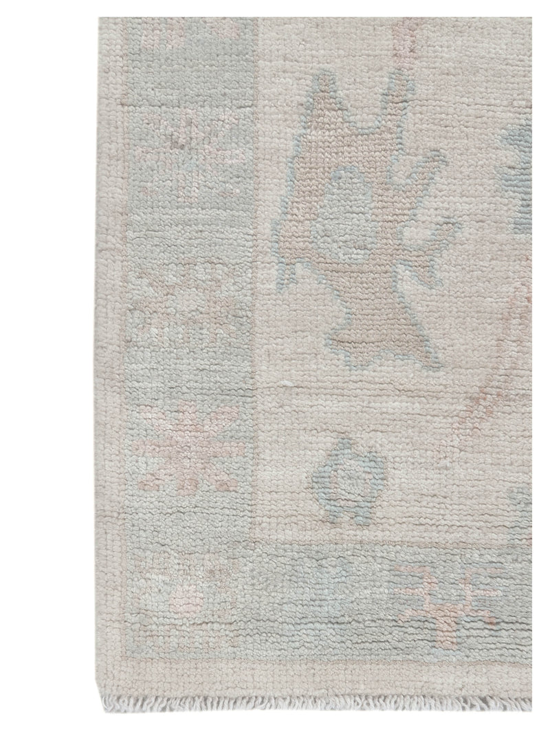 Pacific Ushak Wool Weft 43364 Ivory Blue Transitional Hand Knotted Rug
