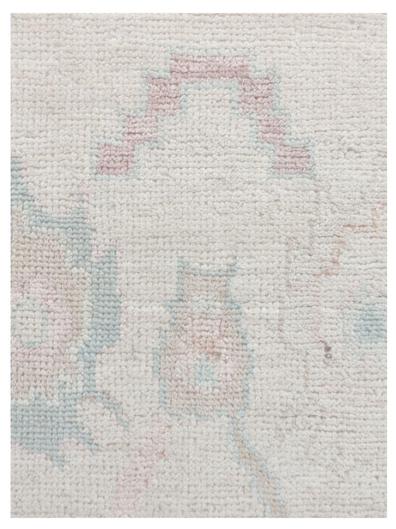 Pacific Ushak Wool Weft 43364 Ivory Blue Transitional Hand Knotted Rug
