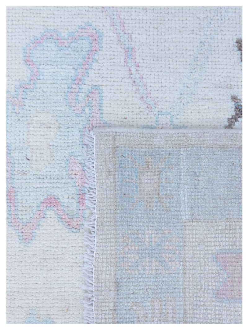 Pacific Ushak Wool Weft 43364 Ivory Blue Transitional Hand Knotted Rug