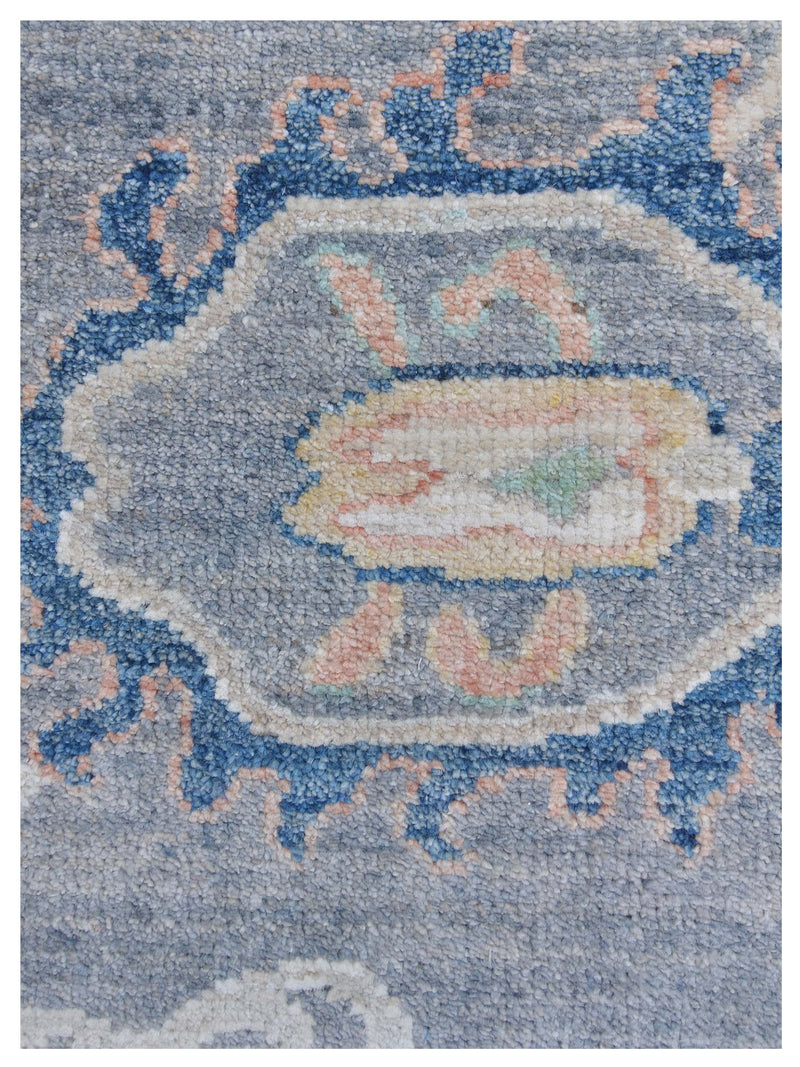 Pacific Ushak Wool Weft 43371 D.Grey Ivory Transitional Hand Knotted Rug