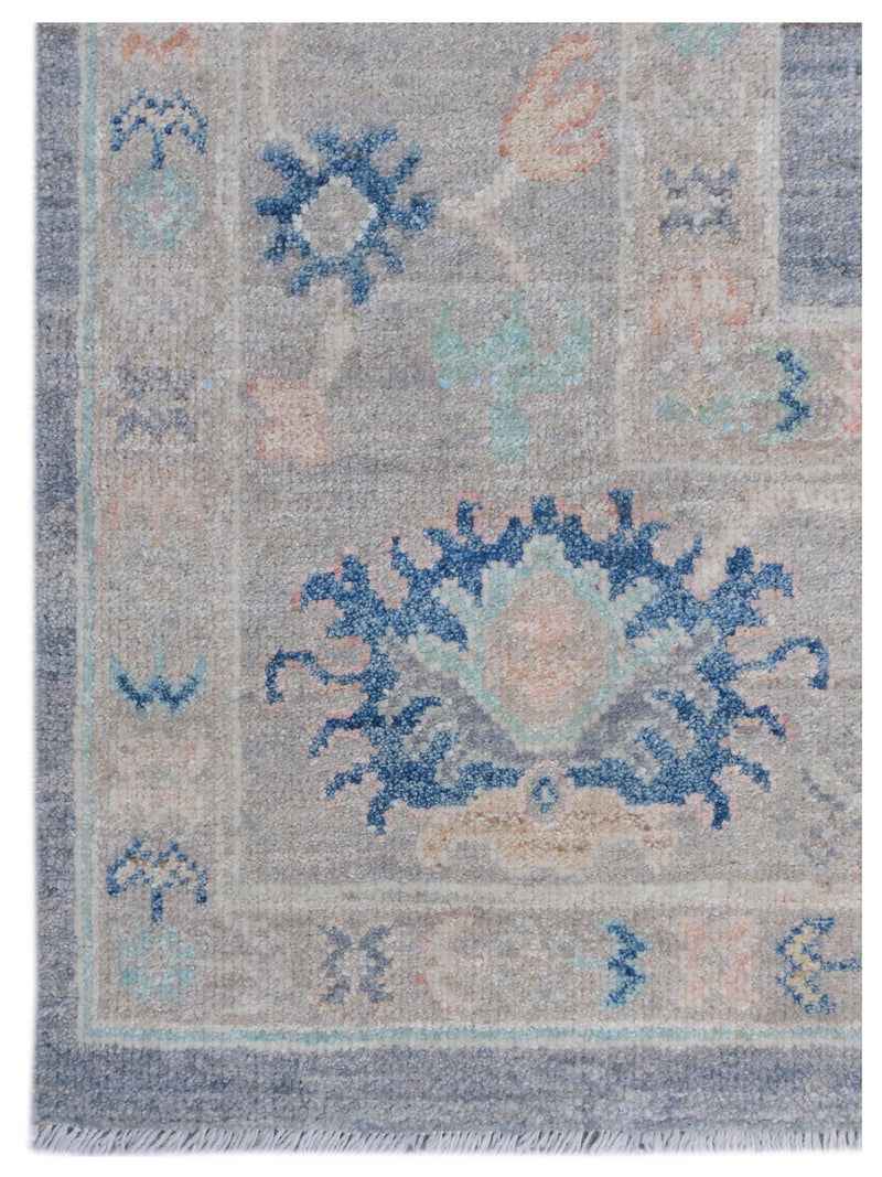 Pacific Ushak Wool Weft 43371 D.Grey Ivory Transitional Hand Knotted Rug