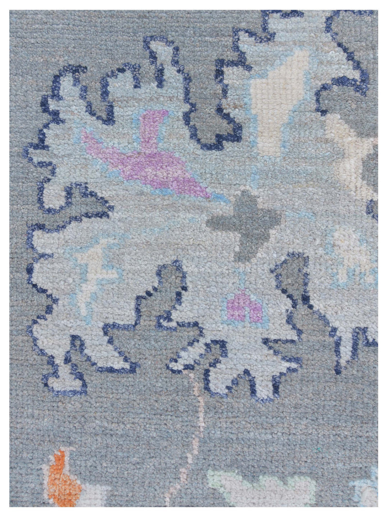 Pacific Ushak Wool Weft 43373 Grey Beige Transitional Hand Knotted Rug