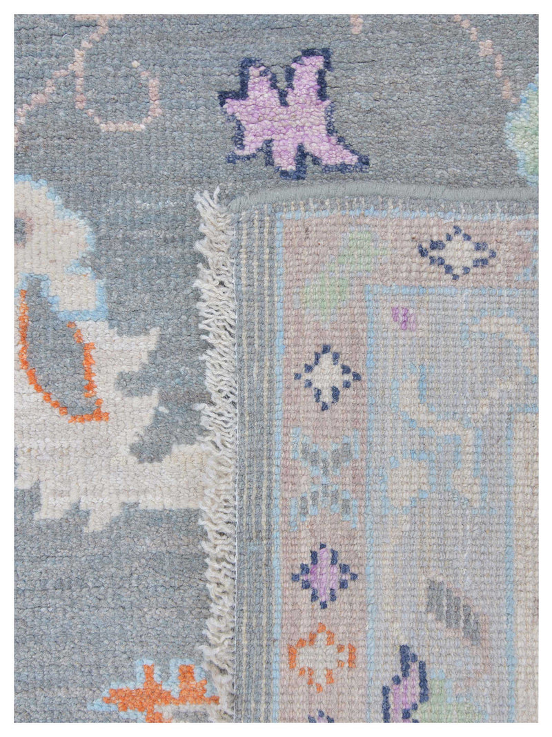 Pacific Ushak Wool Weft 43373 Grey Beige Transitional Hand Knotted Rug