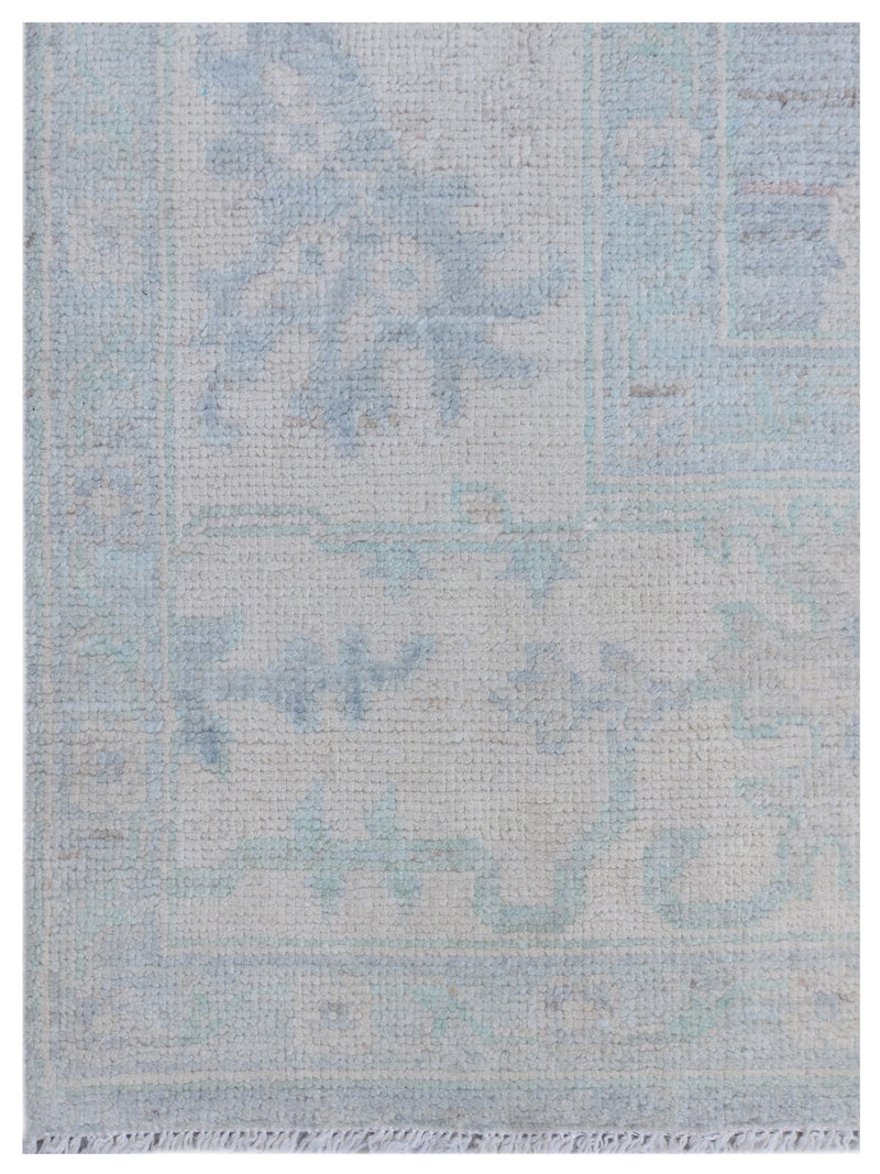 Pacific Ushak Wool Weft 43380 Grey Beige Transitional Hand Knotted Rug