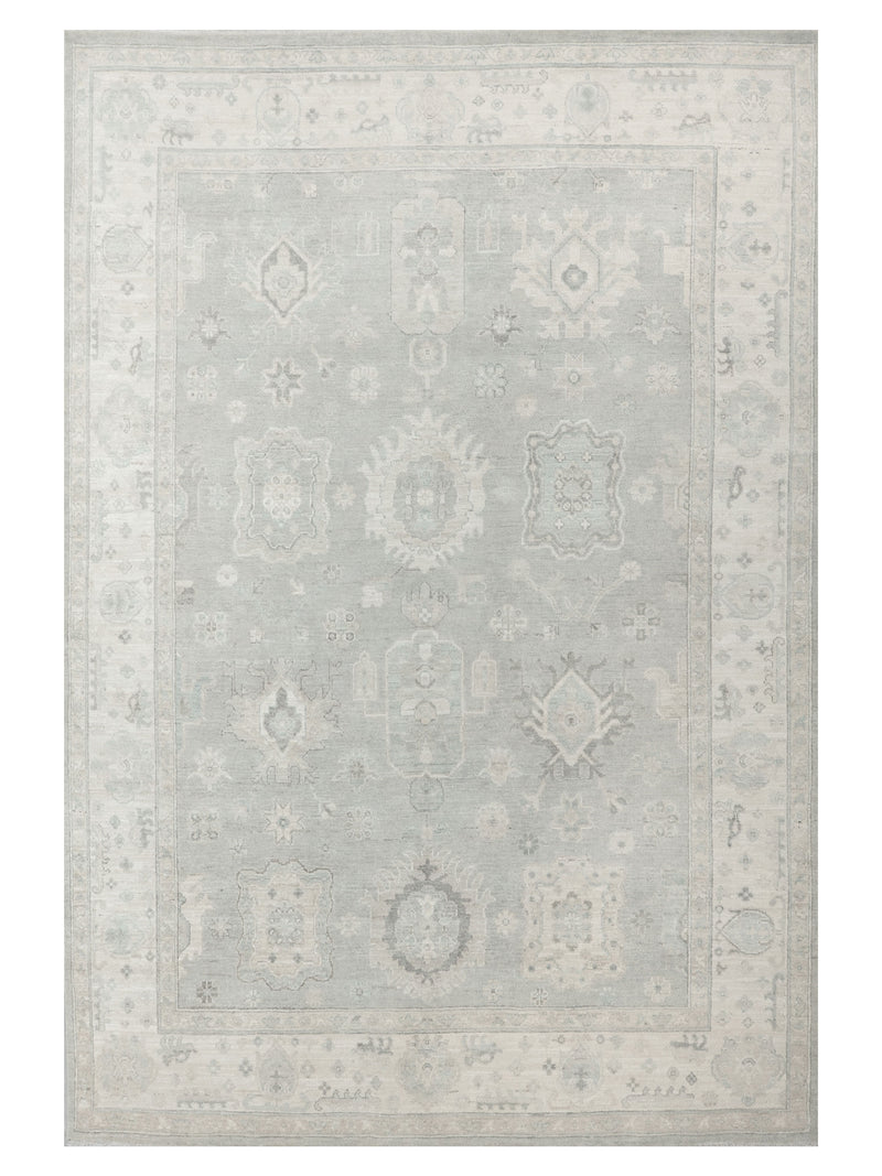 Pacific Ushak Wool Weft Grey Ivory Transitional