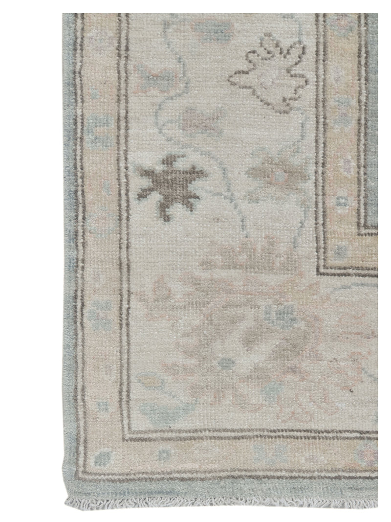 Pacific Ushak Wool Weft 43388 Grey Ivory Transitional Hand Knotted Rug