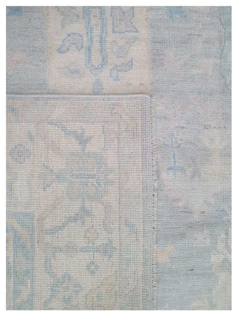 Pacific Ushak Wool Weft 43389 Grey Ivory Transitional Hand Knotted Rug
