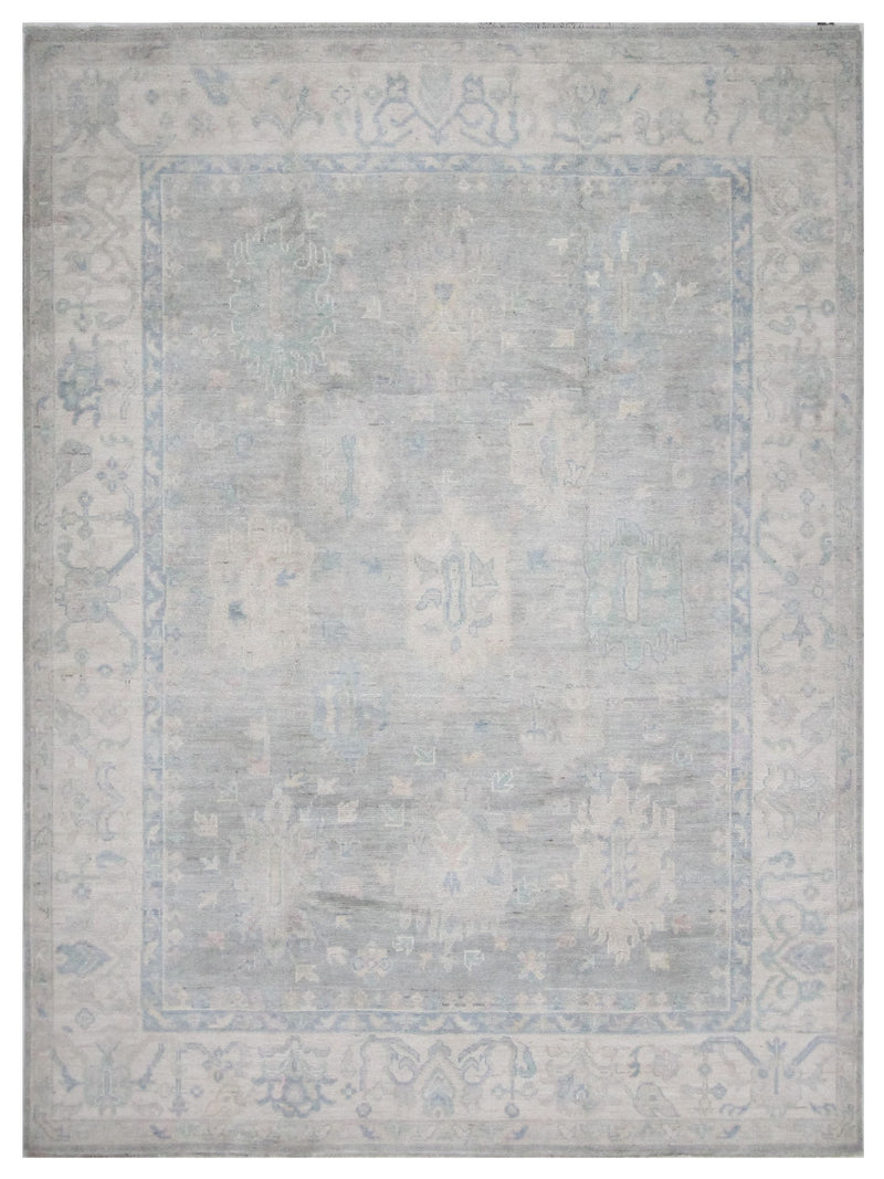 Pacific Ushak Wool Weft Grey Ivory Transitional
