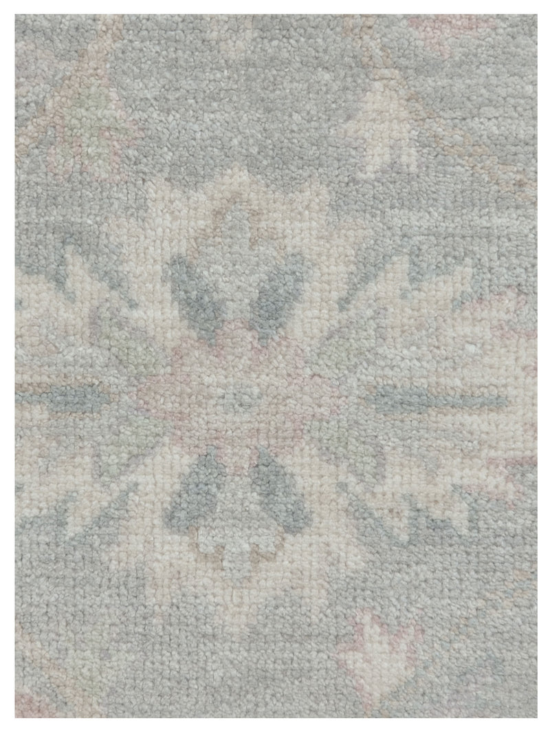 Pacific Ushak Wool Weft 43390 Grey Ivory Transitional Hand Knotted Rug