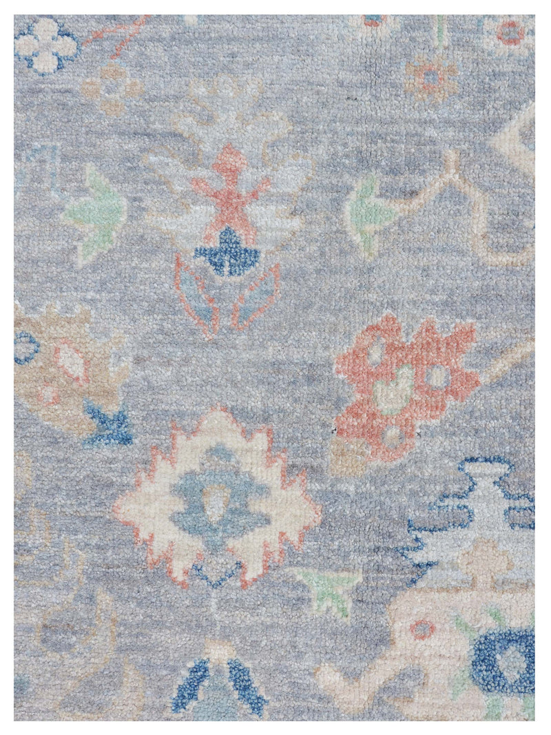 Pacific Ushak Wool Weft 43404 Grey Ivory Transitional Hand Knotted Rug