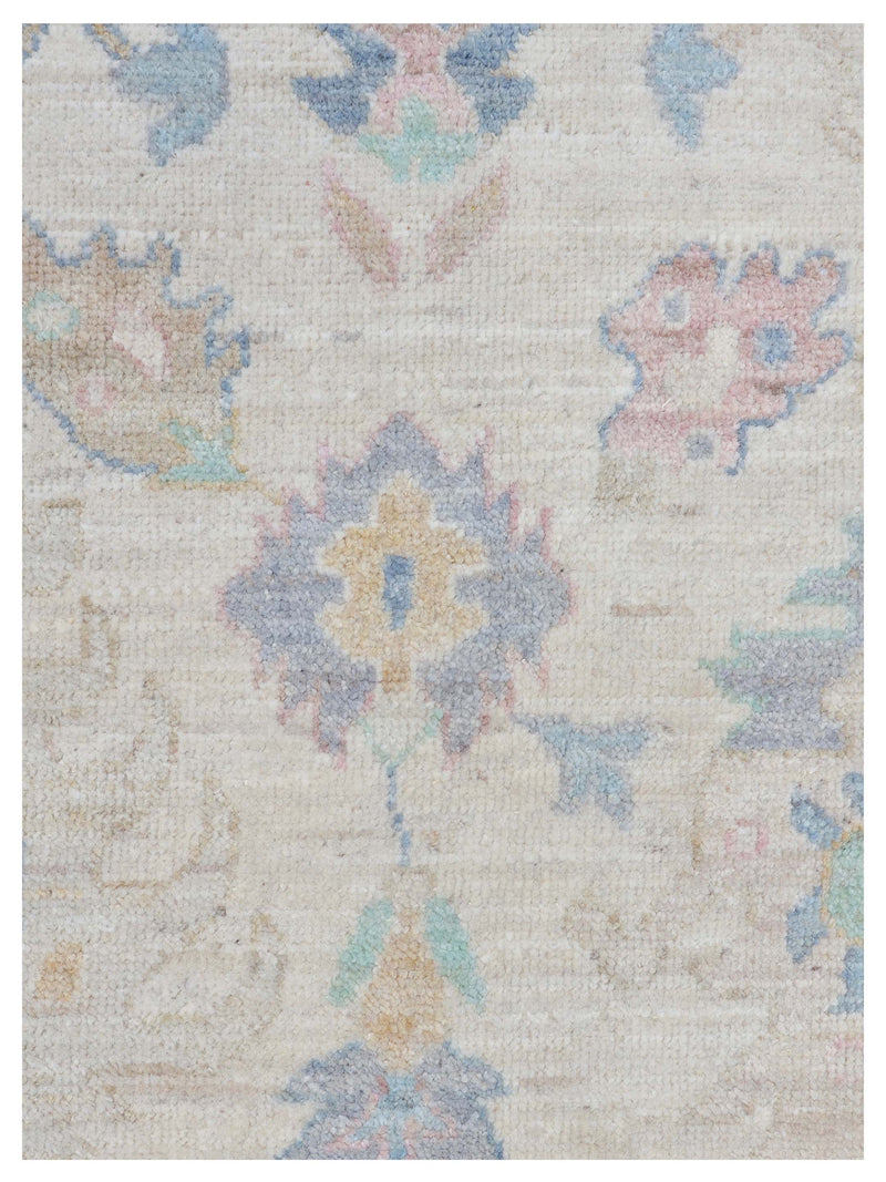 Pacific Ushak Wool Weft 43405 Ivory Grey Transitional Hand Knotted Rug