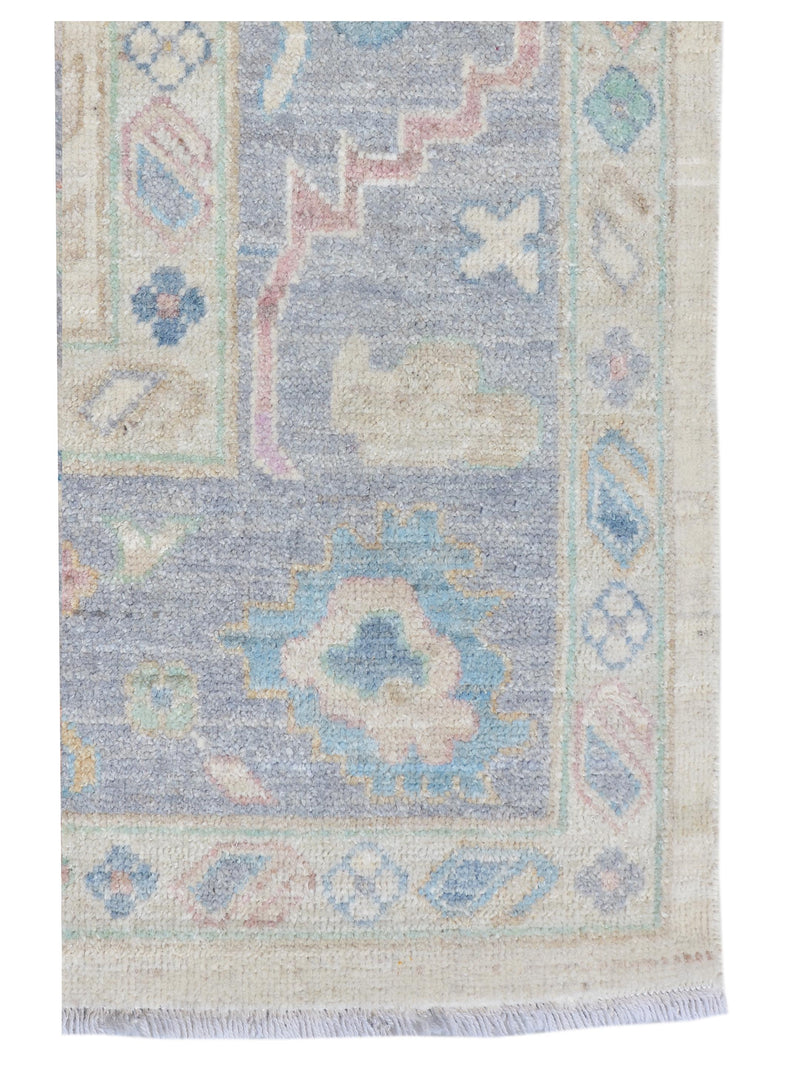 Pacific Ushak Wool Weft 43405 Ivory Grey Transitional Hand Knotted Rug