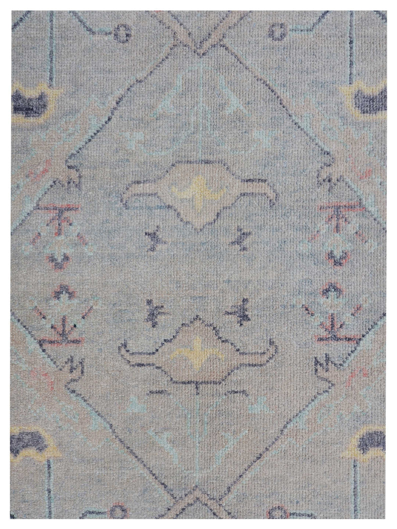 Pacific Ushak Wool Weft 43410 Ivory Grey Transitional Hand Knotted Rug