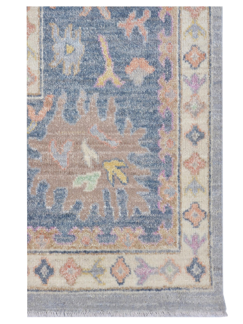 Pacific Ushak Wool Weft 43415 Grey Ivory Transitional Hand Knotted Rug