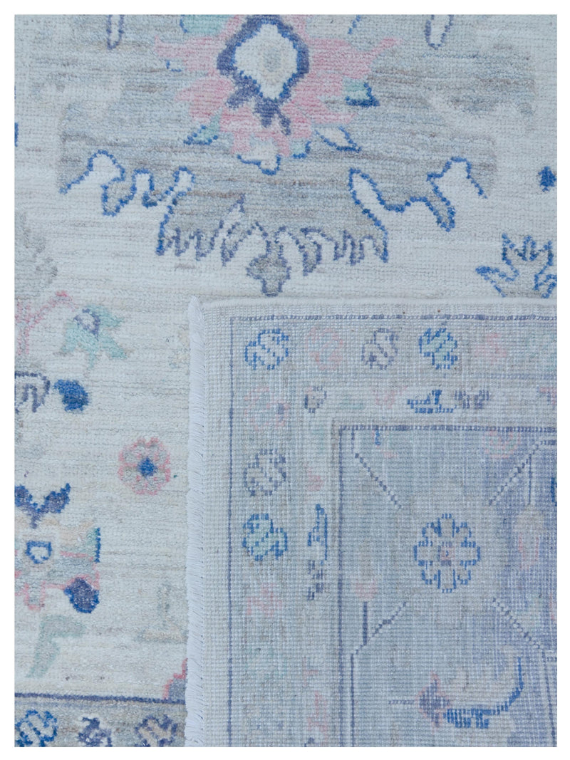 Pacific Ushak Wool Weft 43446 Ivory Lt.Grey Transitional Hand Knotted Rug