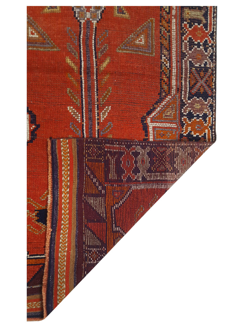 Pacific Kurdish 43542 Orange Navy Traditional Hand Knotted Rug