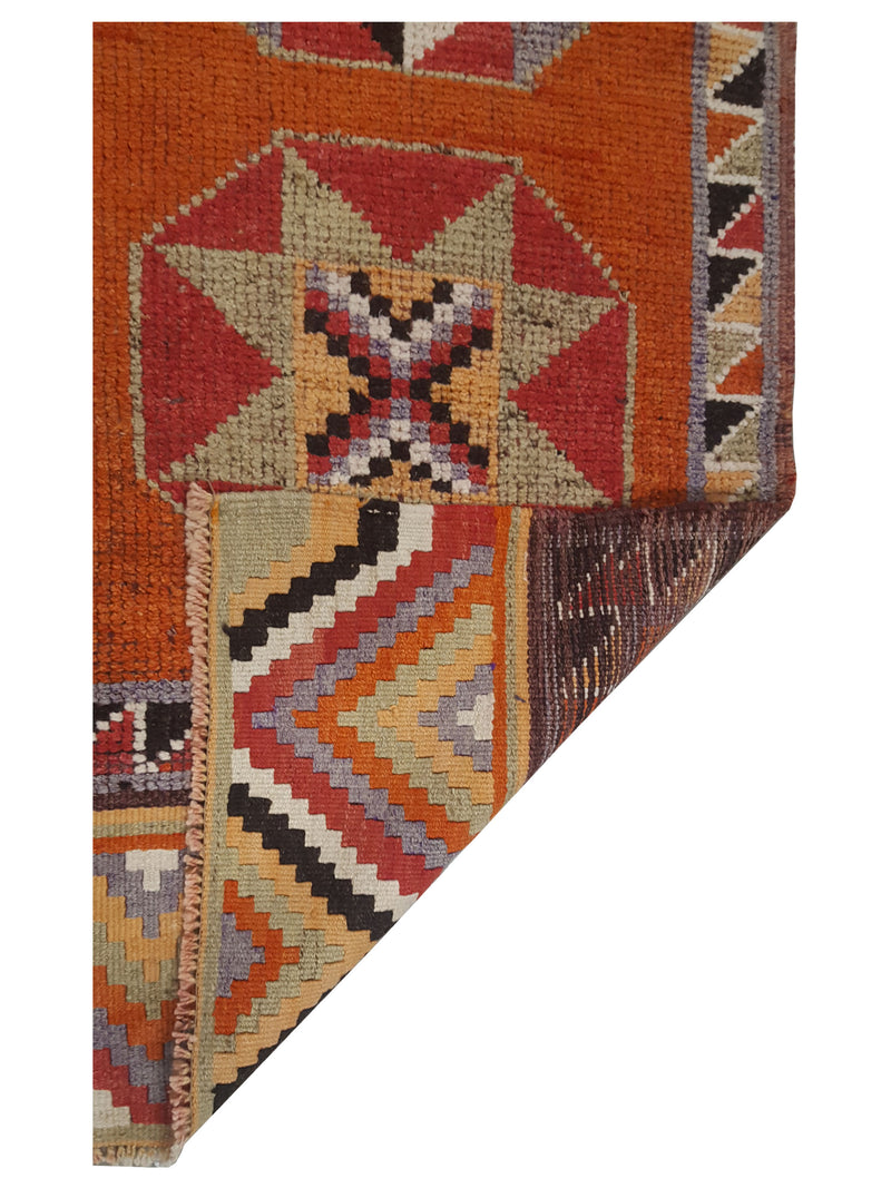 Pacific Kurdish 43546 Orange Navy Traditional Hand Knotted Rug