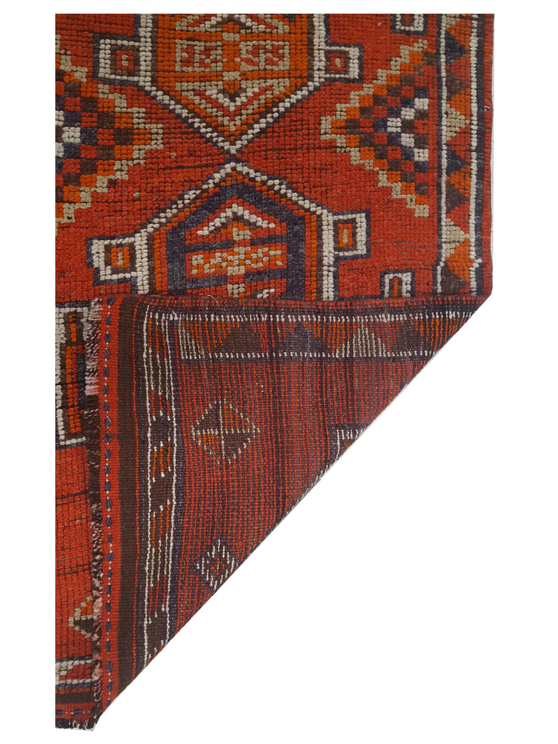 Pacific Kurdish 43548 Orange Blue Traditional Hand Knotted Rug