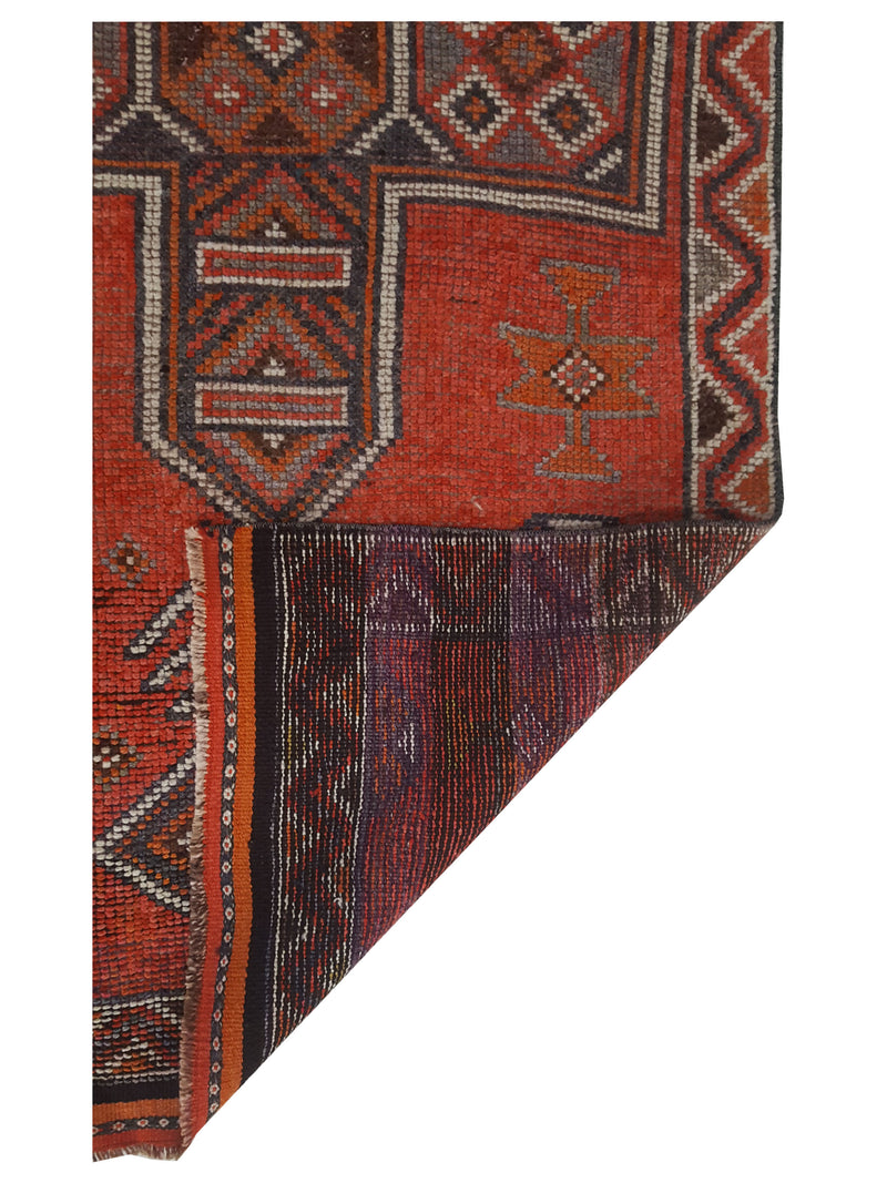 Pacific Kurdish 43550 Orange Charcoal Traditional Hand Knotted Rug