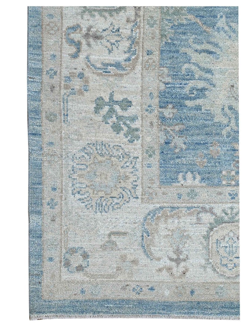 Pacific Ushak Wool Weft 43637 Blue Ivory Transitional Hand Knotted Rug