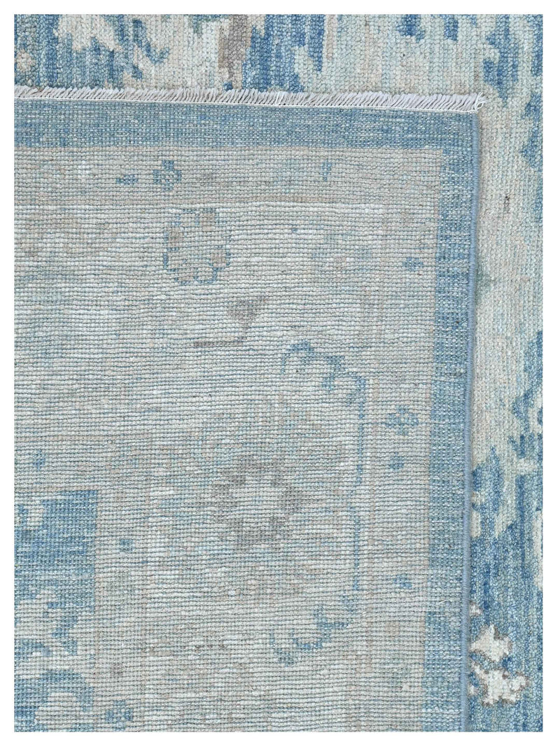 Pacific Ushak Wool Weft 43637 Blue Ivory Transitional Hand Knotted Rug