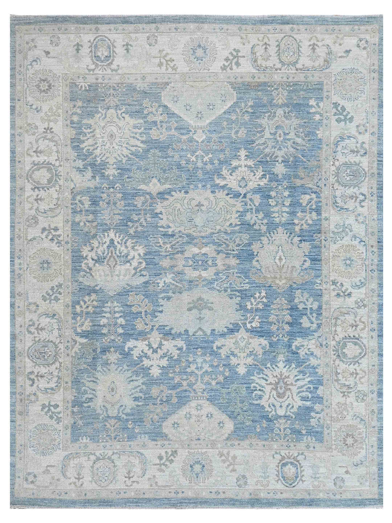 Pacific Ushak Wool Weft Blue Ivory Transitional