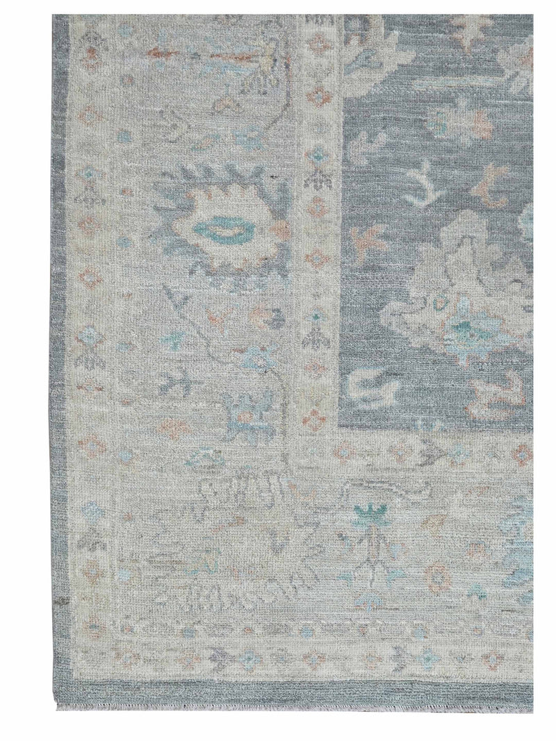 Pacific Ushak Wool Weft 43639 Grey Ivory Transitional Hand Knotted Rug