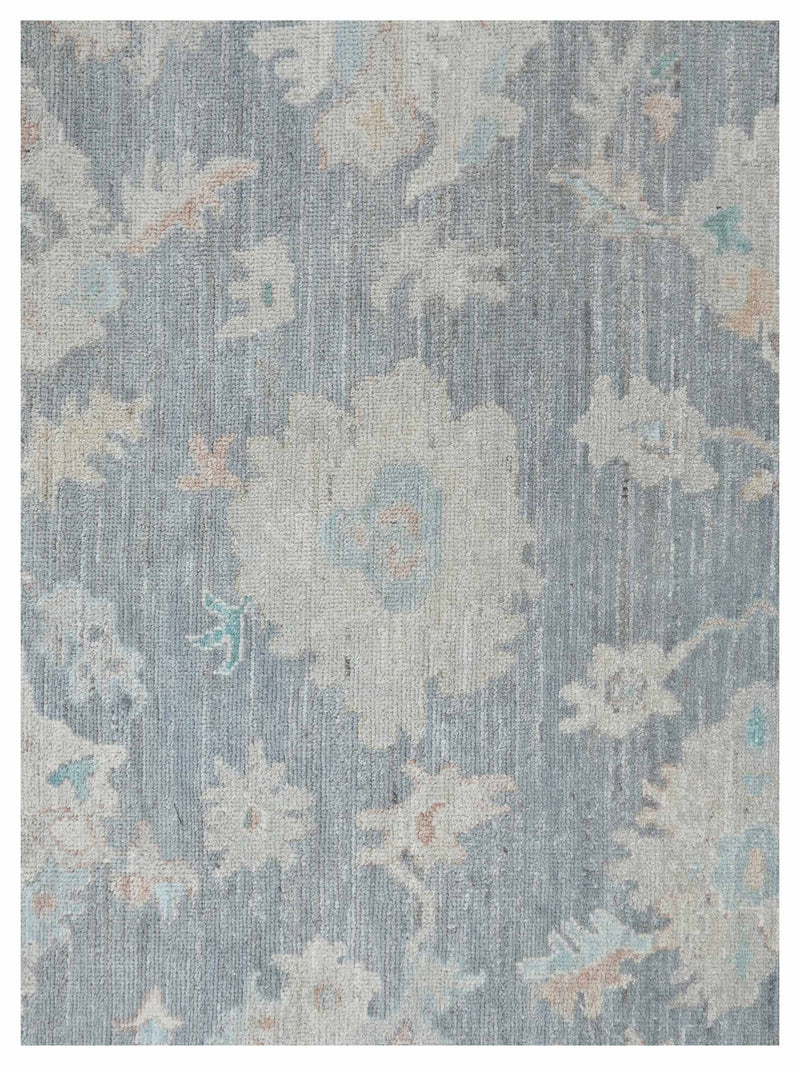 Pacific Ushak Wool Weft 43639 Grey Ivory Transitional Hand Knotted Rug