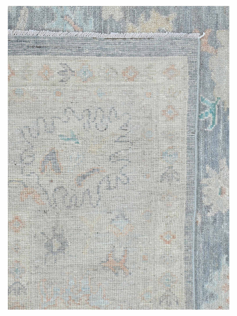 Pacific Ushak Wool Weft 43639 Grey Ivory Transitional Hand Knotted Rug