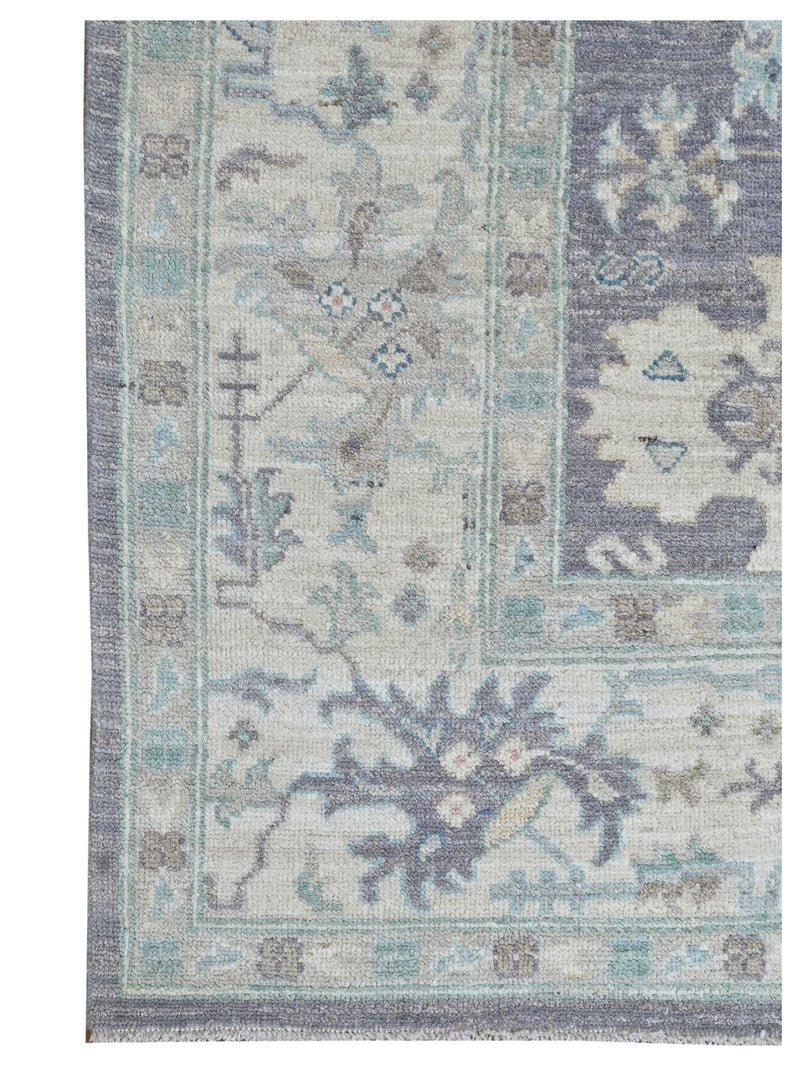 Pacific Ushak Wool Weft 43640 D.Grey Ivory Transitional Hand Knotted Rug