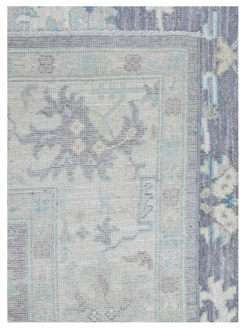 Pacific Ushak Wool Weft 43640 D.Grey Ivory Transitional Hand Knotted Rug