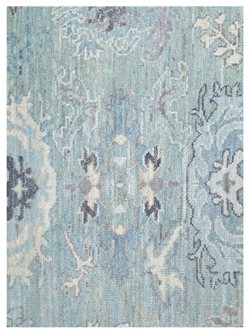 Pacific Ushak Wool Weft 43641 Lt.Green Ivory Transitional Hand Knotted Rug