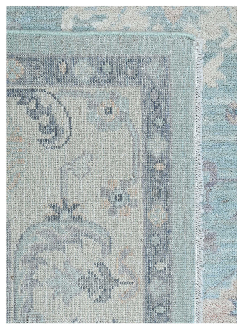 Pacific Ushak Wool Weft 43641 Lt.Green Ivory Transitional Hand Knotted Rug