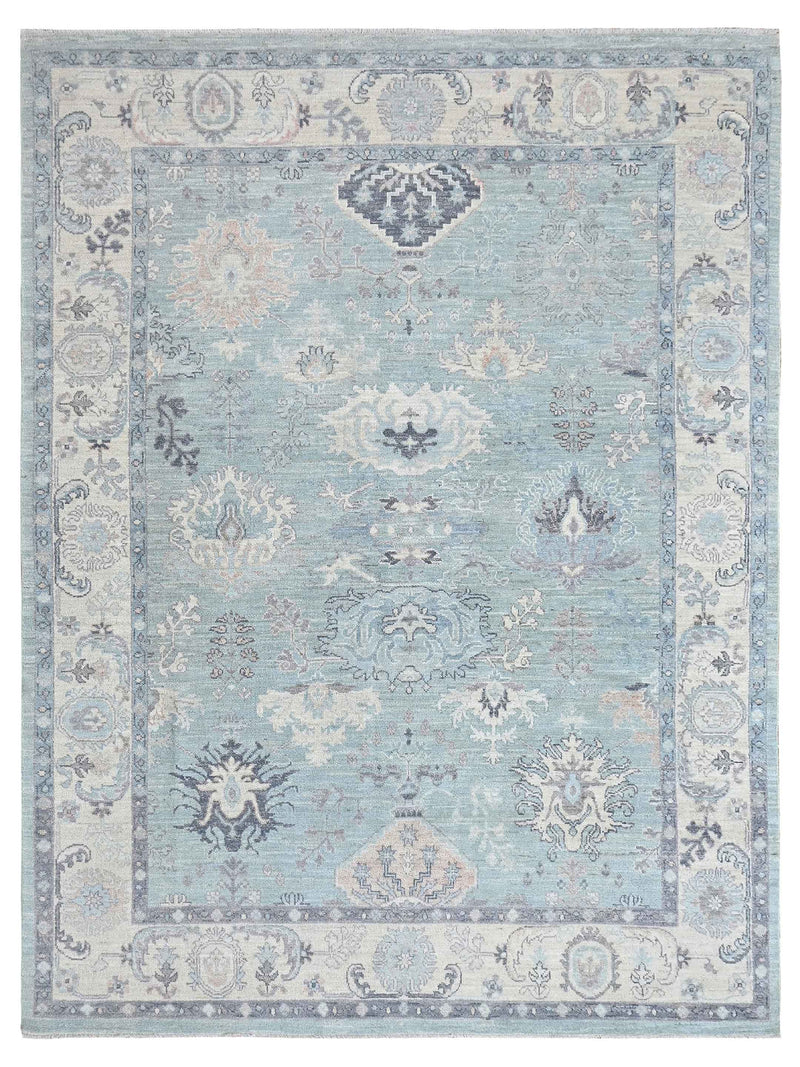Pacific Ushak Wool Weft Lt.Green Ivory Transitional