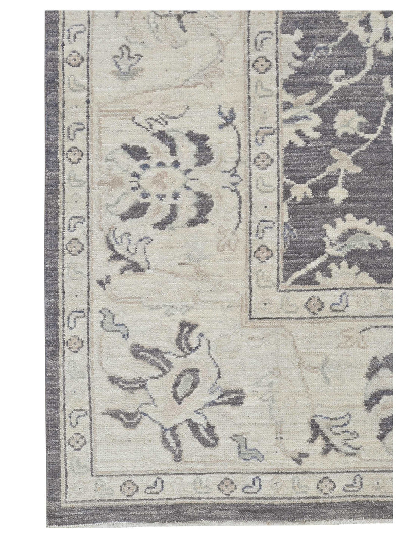 Pacific Ushak Wool Weft 43643 D.Grey Ivory Transitional Hand Knotted Rug