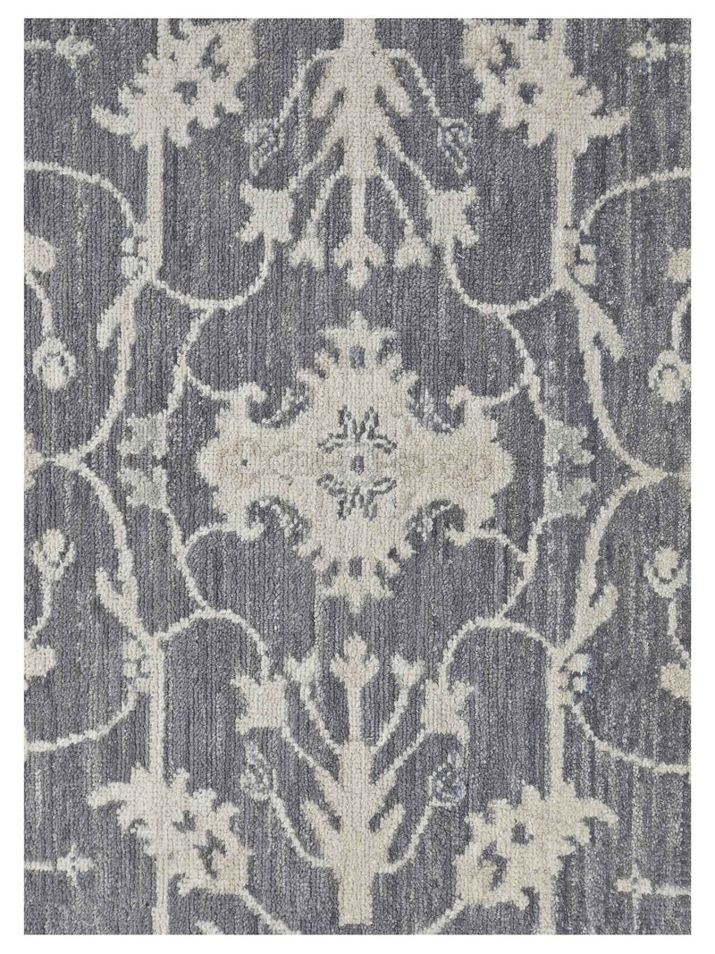 Pacific Ushak Wool Weft 43643 D.Grey Ivory Transitional Hand Knotted Rug