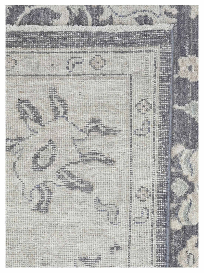 Pacific Ushak Wool Weft 43643 D.Grey Ivory Transitional Hand Knotted Rug