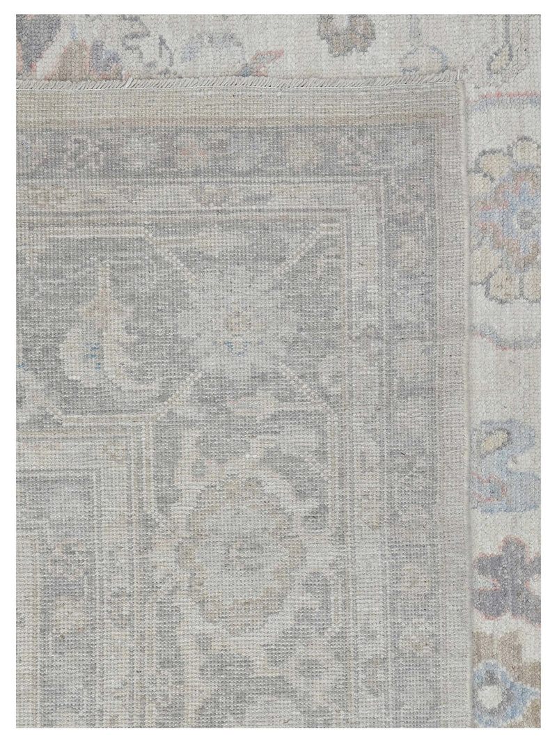 Pacific Ushak Wool Weft 43646 Ivory Lt.Grey Transitional Hand Knotted Rug
