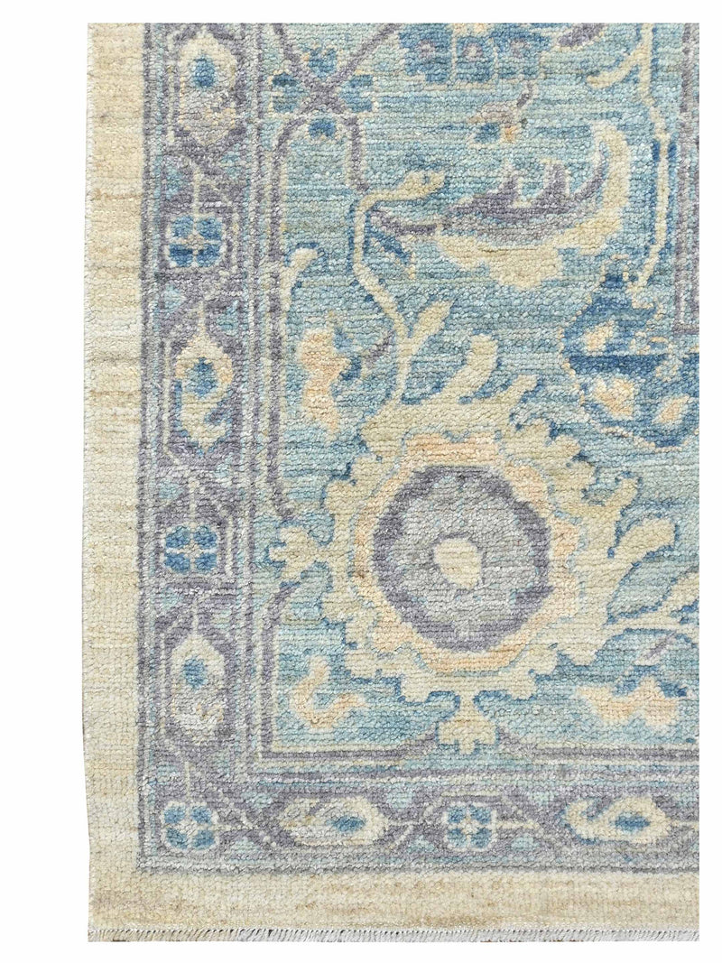 Pacific Ushak Wool Weft 43649 Ivory Sky Blue Transitional Hand Knotted Rug