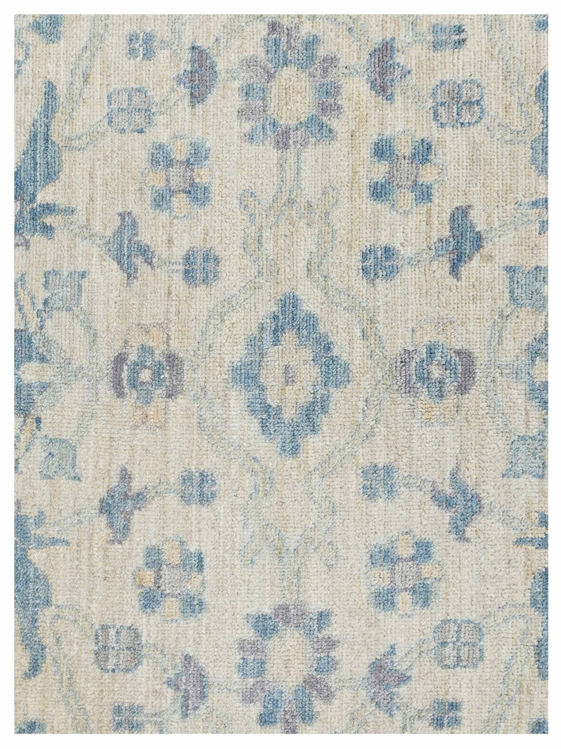 Pacific Ushak Wool Weft 43649 Ivory Sky Blue Transitional Hand Knotted Rug