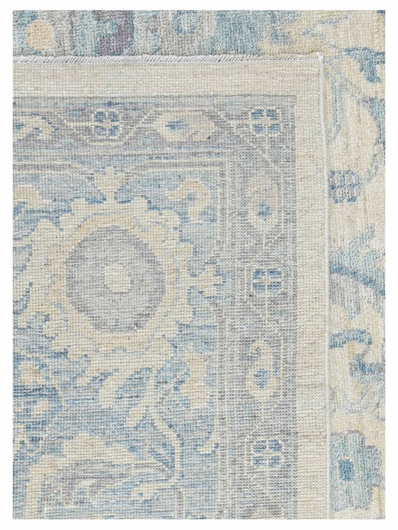 Pacific Ushak Wool Weft 43649 Ivory Sky Blue Transitional Hand Knotted Rug