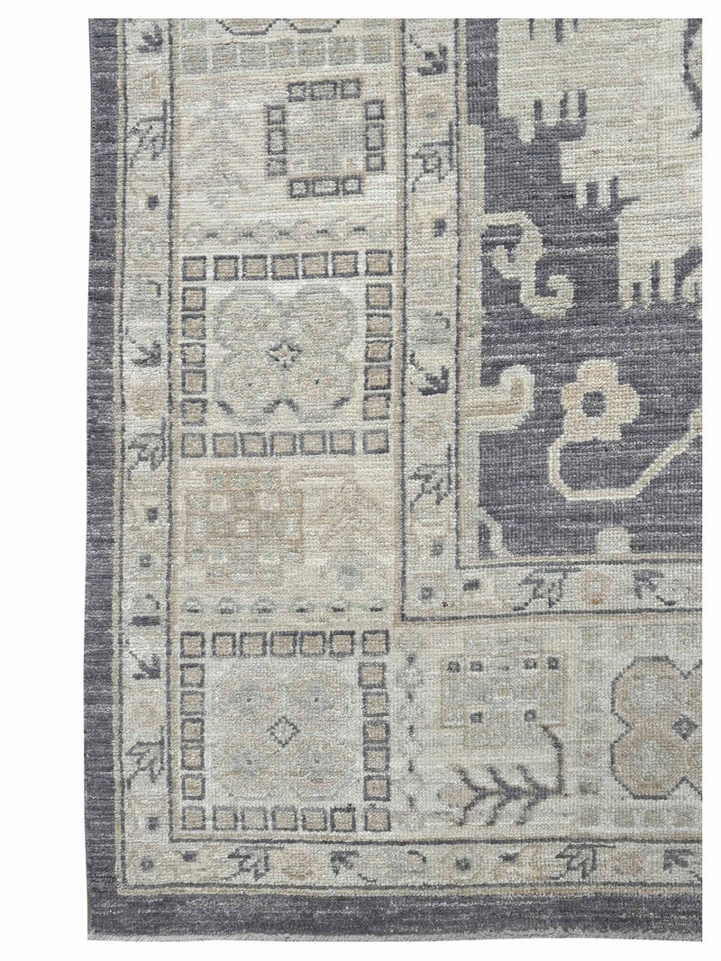 Pacific Ushak Wool Weft 43650 Grey Ivory Transitional Hand Knotted Rug